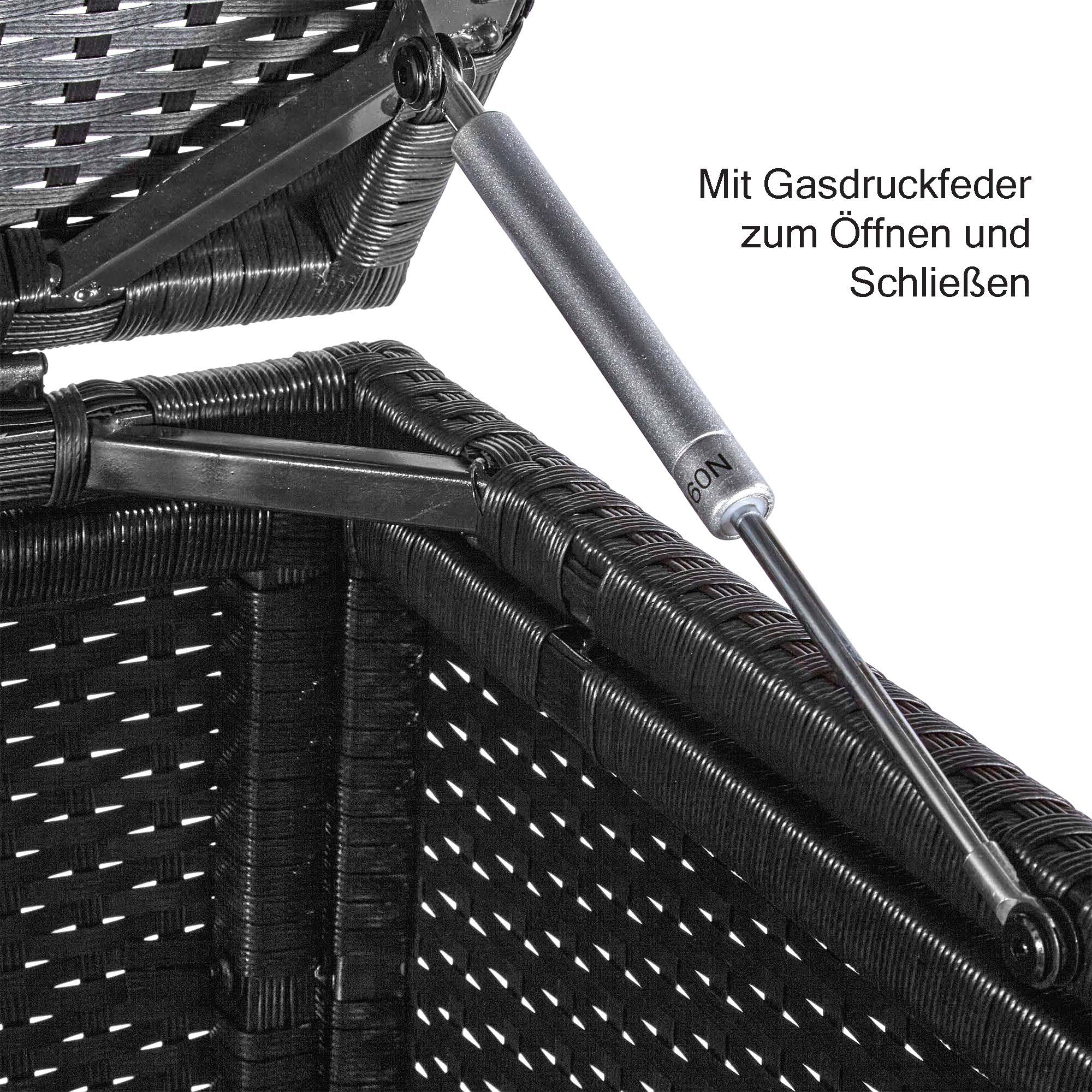 wuuhoo® I Polyrattan Mülltonnenbox Tonni für 2 Tonnen I Mülltonnengarage schwarz I Gerätebox aufklappbar I Mülltonnenverkleidung mit Klappdeckel I Wetterfest für Innen und Außen