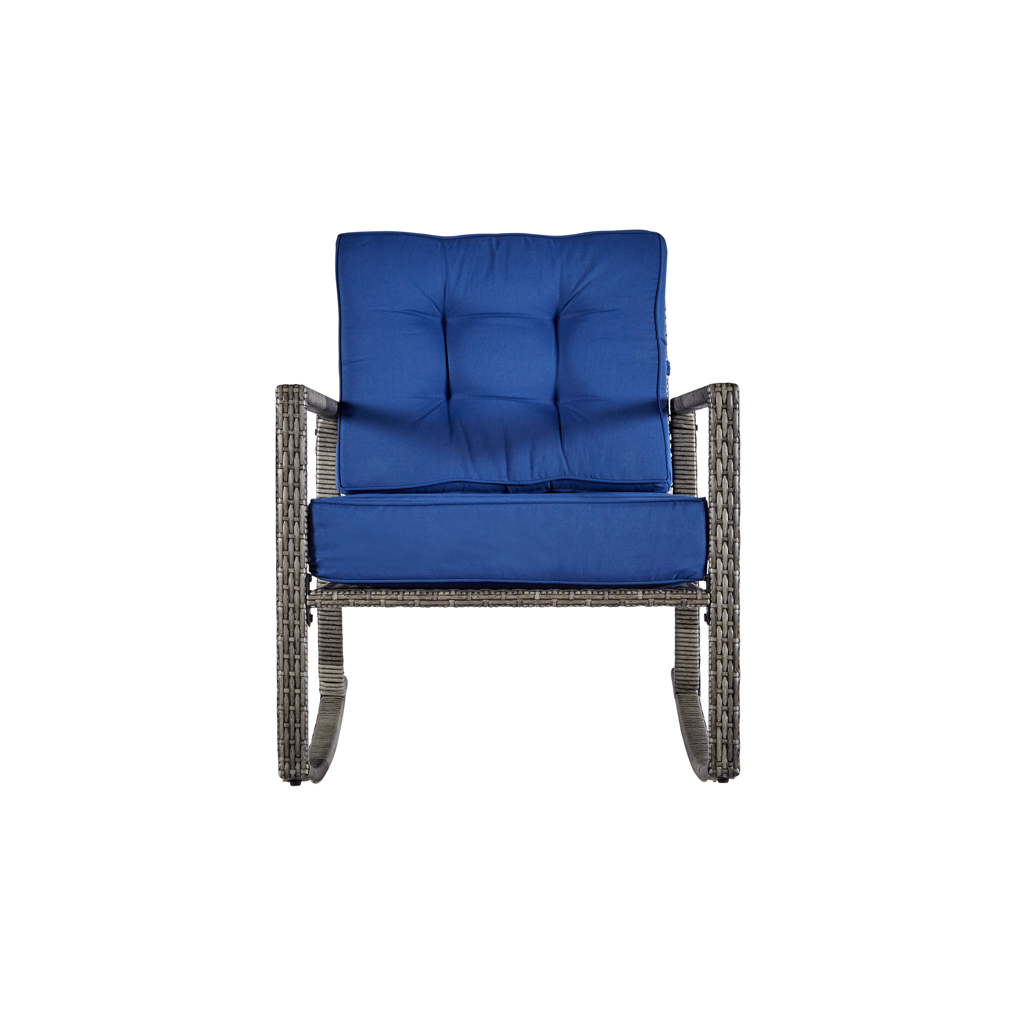 wuuhoo® I Polyratten Schaukelstuhl Lorelei in grau I Gartenstuhl mit Armlehne incl. bequemen Sitzkissen I Schwingsessel mit Metallgestell pulverbeschichtet I Wetterfest für Innen und Außen