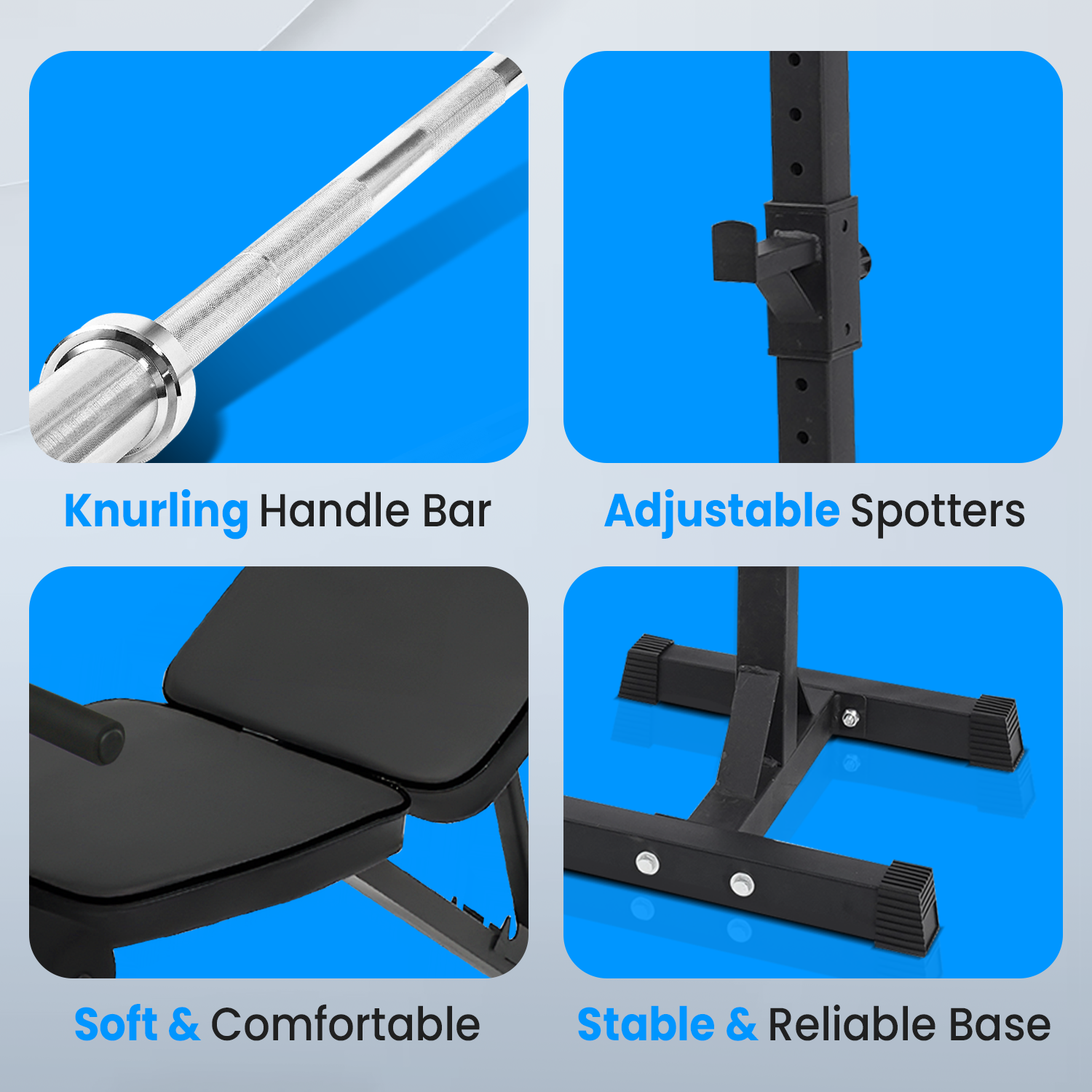 Home Gym Set – Bench Press | Weight Bench, Stand & Barbell