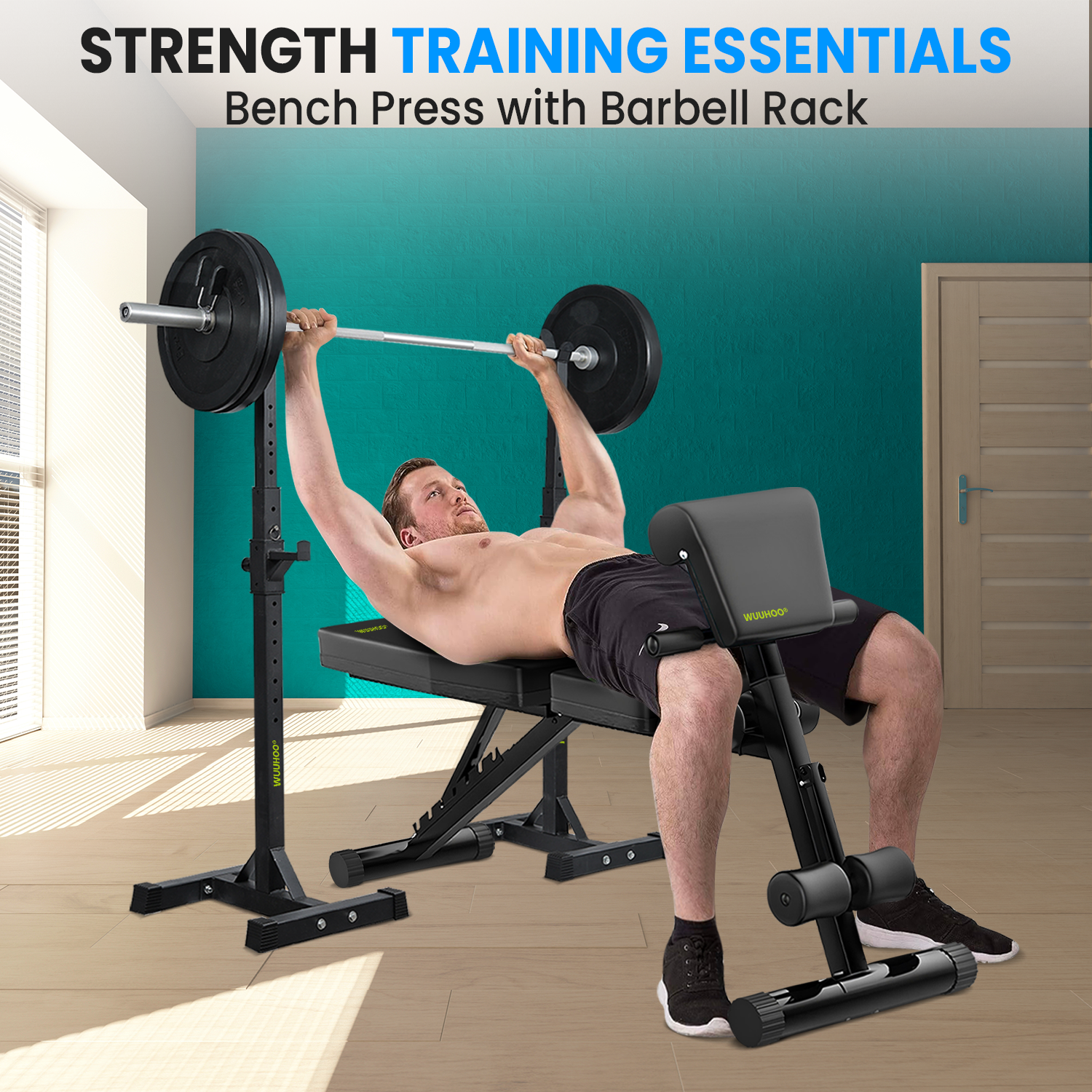 Home Gym Set – Bench Press | Weight Bench, Stand & Barbell