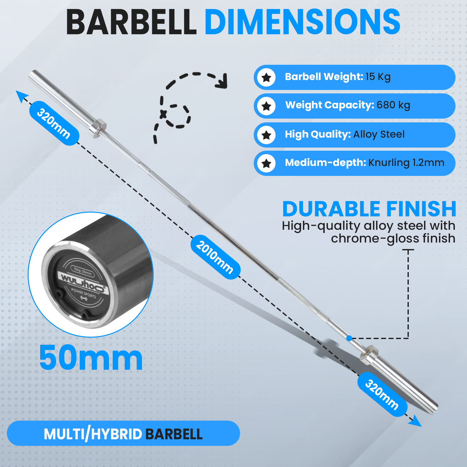 Olympic barbell Hera 15 kg | IWF/IPF