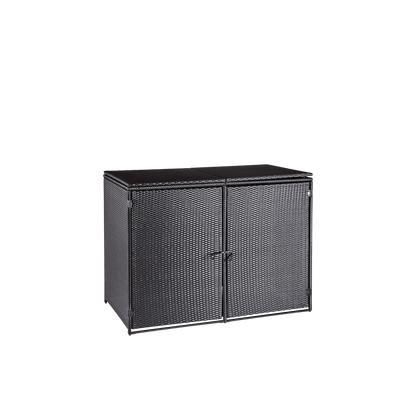 wuuhoo® I Polyrattan Mülltonnenbox Tonni für 2 Tonnen I Mülltonnengarage schwarz I Gerätebox aufklappbar I Mülltonnenverkleidung mit Klappdeckel I Wetterfest für Innen und Außen