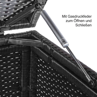 wuuhoo® I Polyrattan Mülltonnenbox Tonni für 2 Tonnen I Mülltonnengarage schwarz I Gerätebox aufklappbar I Mülltonnenverkleidung mit Klappdeckel I Wetterfest für Innen und Außen