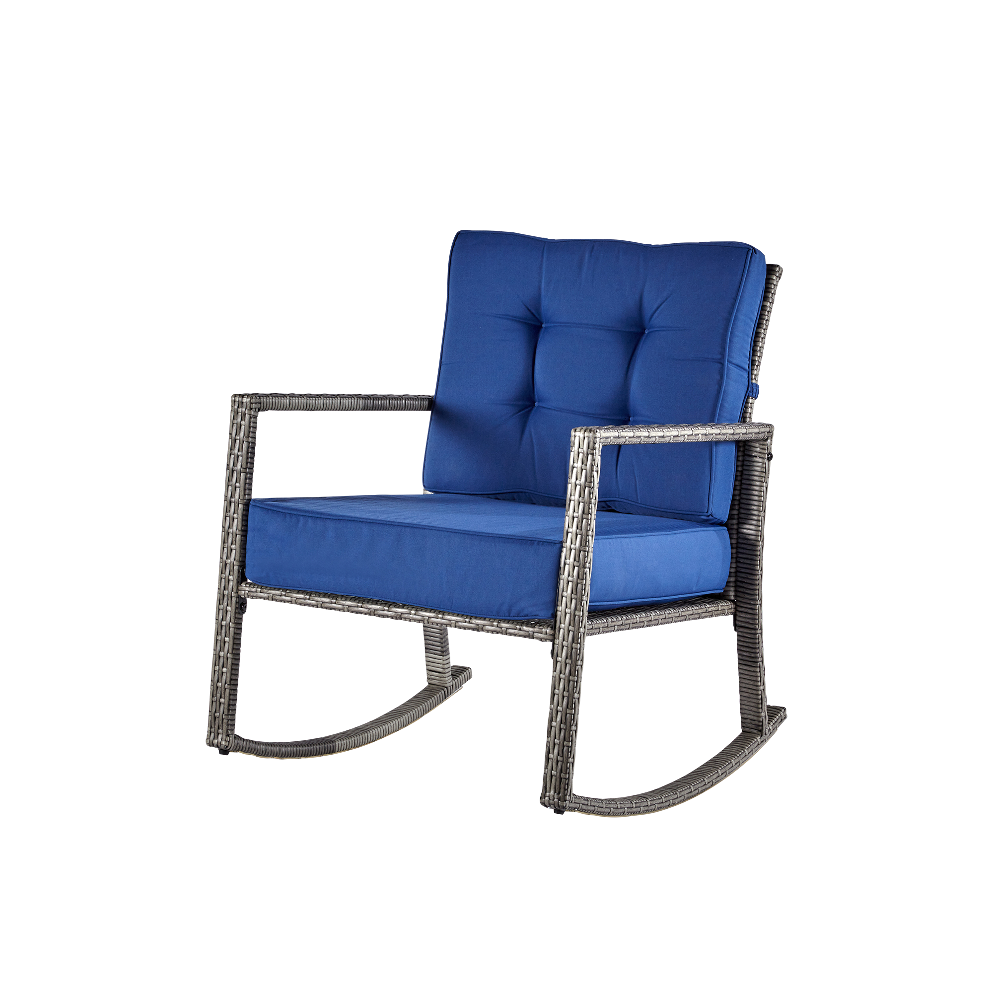 wuuhoo® I Polyratten Schaukelstuhl Lorelei in grau I Gartenstuhl mit Armlehne incl. bequemen Sitzkissen I Schwingsessel mit Metallgestell pulverbeschichtet I Wetterfest für Innen und Außen