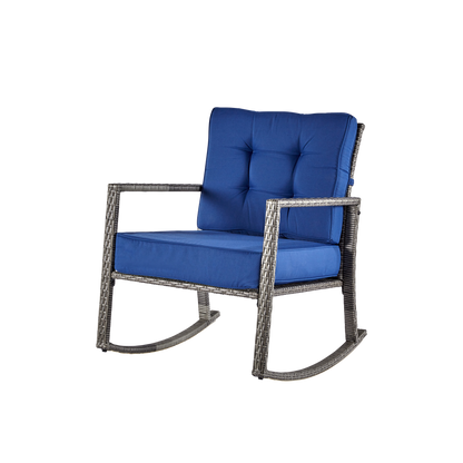 wuuhoo® I Polyratten Schaukelstuhl Lorelei in grau I Gartenstuhl mit Armlehne incl. bequemen Sitzkissen I Schwingsessel mit Metallgestell pulverbeschichtet I Wetterfest für Innen und Außen