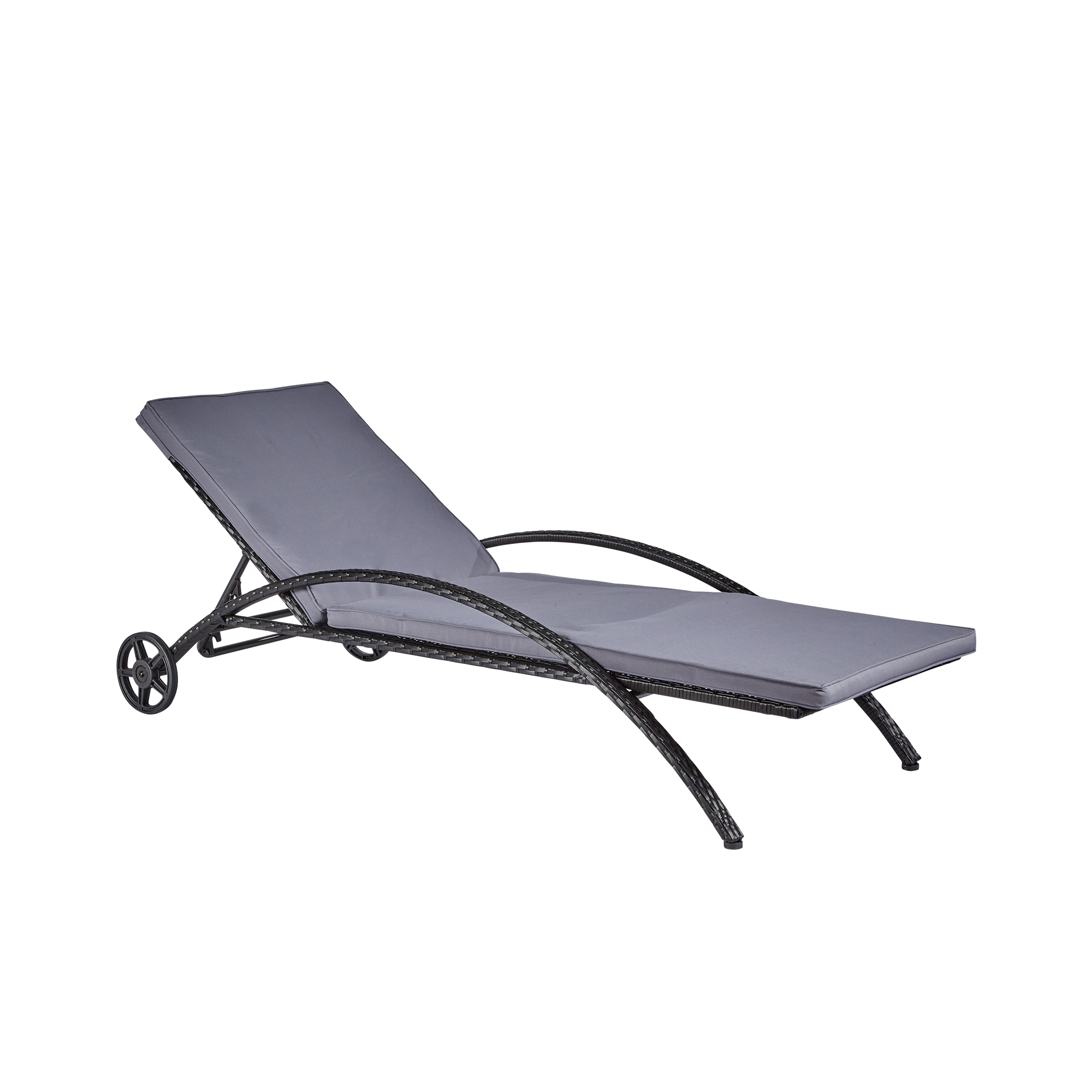 wuuhoo® I Polyratten Sonnenliege Sylta mit Räder I Gartenliege 5-fach höhenverstellbar I Strandliege mit Armlehne incl. Kissen I Metall pulverbeschichtet I Wetterfest für Innen und Außen