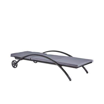 wuuhoo® I Polyratten Sonnenliege Sylta mit Räder I Gartenliege 5-fach höhenverstellbar I Strandliege mit Armlehne incl. Kissen I Metall pulverbeschichtet I Wetterfest für Innen und Außen