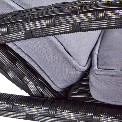 wuuhoo® I Polyratten Sonnenliege Sylta mit Räder I Gartenliege 5-fach höhenverstellbar I Strandliege mit Armlehne incl. Kissen I Metall pulverbeschichtet I Wetterfest für Innen und Außen