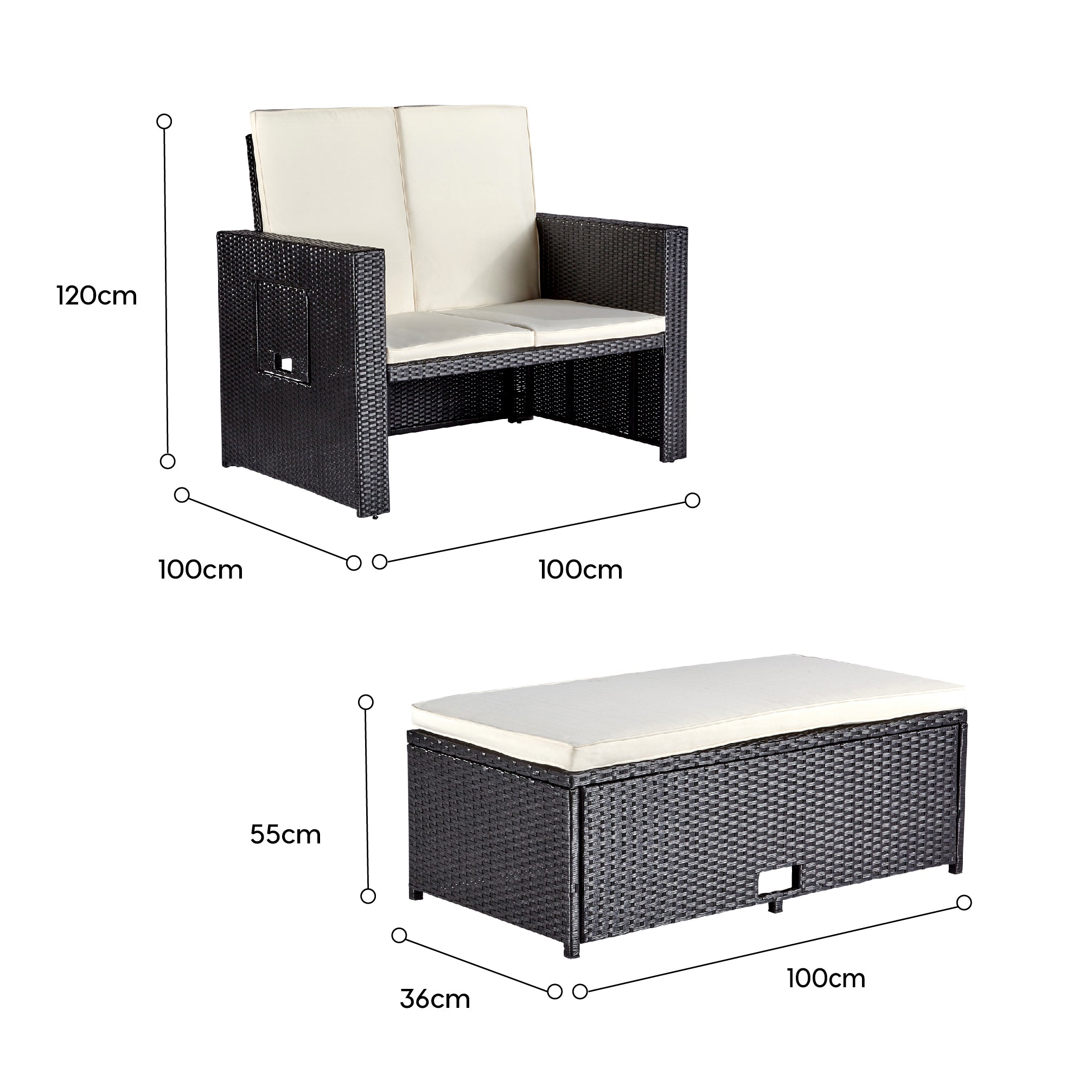 Madison Polyrattan Doppelliege 2-Sitzer