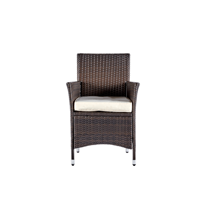 wuuhoo® I Elegante Polyrattan Essgruppe Brooklyn 5-teilig I Sitzgarnitur mit Holztisch I Gartenmöbel Set I Stühle mit Armlehne incl. Kissen I Wetterfest für Innen und Außen