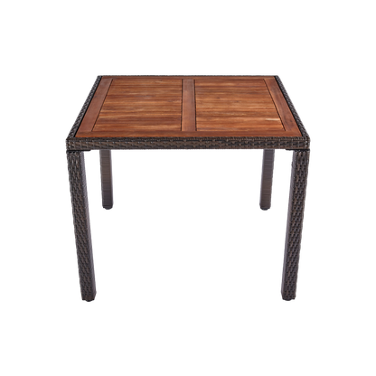 wuuhoo® I Elegante Polyrattan Essgruppe Brooklyn 5-teilig I Sitzgarnitur mit Holztisch I Gartenmöbel Set I Stühle mit Armlehne incl. Kissen I Wetterfest für Innen und Außen