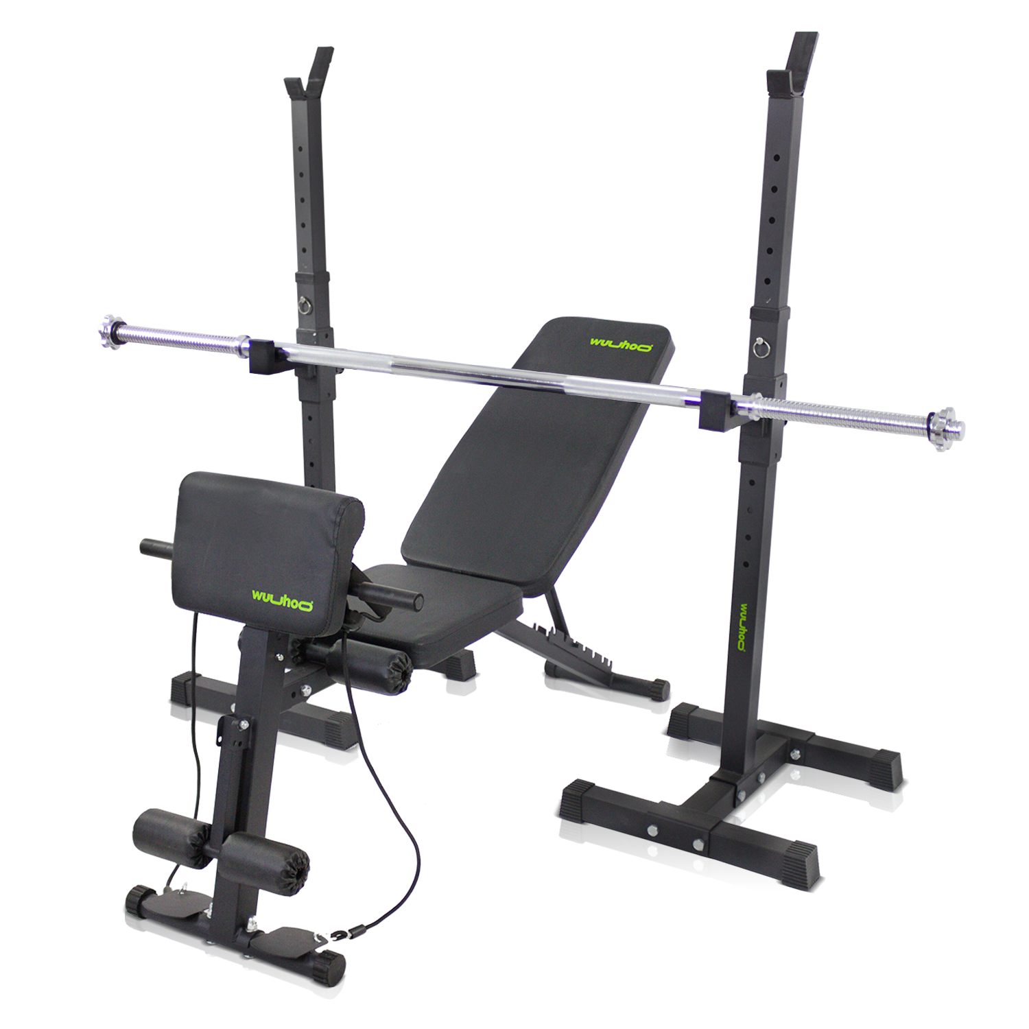 Home Gym Set – Bench Press | Weight Bench, Stand &amp; Barbell